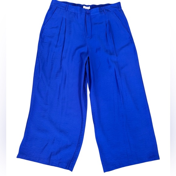 Liz Claiborne Pants - Liz Claiborne Royal Blue Wide Leg Pants, Plus Size 18 Zipper Elastic Waist NWTS